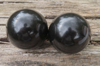 Polished Black Basalt Spheres x 12 From Madagascar