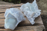 Natural Etched Blue Chalcedony Specimens x 4 From Nsanje, Malawi