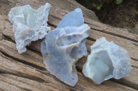 Natural Etched Blue Chalcedony Specimens x 4 From Nsanje, Malawi