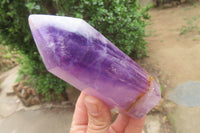 Polished Amethyst Window Quartz Crystals x 2 From Madagascar