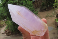 Polished Amethyst Window Quartz Crystals x 2 From Madagascar