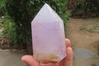 Polished Amethyst Window Quartz Crystals x 2 From Madagascar