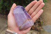 Polished Amethyst Window Quartz Crystals x 2 From Madagascar