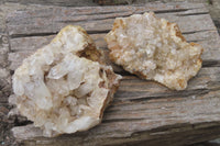 Natural Clear Limonite Quartz Clusters x 6 From Zambia