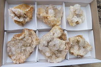 Natural Clear Limonite Quartz Clusters x 6 From Zambia