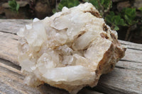 Natural Clear Limonite Quartz Clusters x 6 From Zambia