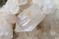 Natural Clear Limonite Quartz Clusters x 6 From Zambia