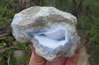 Natural Blue Lace Agate Geode Specimens x 6 From Malawi