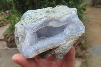 Natural Blue Lace Agate Geode Specimens x 6 From Malawi