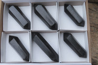 Polished Double Terminated Black Basalt Points x 6 From Madagascar