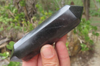 Polished Double Terminated Black Basalt Points x 6 From Madagascar