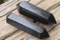 Polished Double Terminated Black Basalt Points x 6 From Madagascar