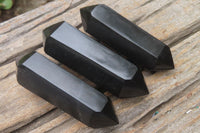 Polished Double Terminated Black Basalt Points x 6 From Madagascar