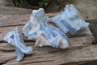 Natural Etched Blue Chalcedony Specimens x 3 From Nsanje, Malawi