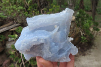 Natural Etched Blue Chalcedony Specimens x 3 From Nsanje, Malawi