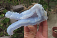 Natural Etched Blue Chalcedony Specimens x 3 From Nsanje, Malawi