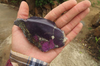 Polished On One Side Metallic Purpurite Specimens x 6 From Namibia