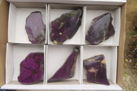 Polished On One Side Metallic Purpurite Specimens x 6 From Namibia