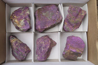 Natural Metallic Purpurite Cobbed Specimens x 6 From Erongo, Namibia