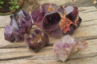 Polished Amethyst Window Quartz Crystals x 4 From Akansobe, Madagascar