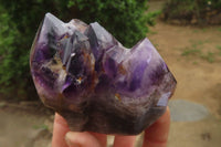 Polished Amethyst Window Quartz Crystals x 4 From Akansobe, Madagascar