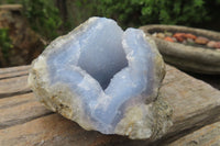 Natural Blue Lace Agate Geode Specimens x 6 From Malawi