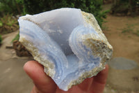 Natural Blue Lace Agate Geode Specimens x 6 From Malawi