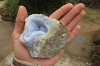 Natural Blue Lace Agate Geode Specimens x 6 From Malawi