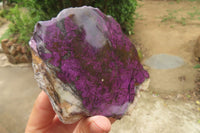 Polished On One Side Metallic Purpurite Specimens x 3 From Namibia