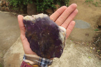 Polished On One Side Metallic Purpurite Specimens x 3 From Namibia