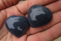 Polished Lazulite Gemstone Hearts x 35 From Madagascar