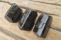 Natural Alluvial Schorl Black Tourmaline Crystals x 18 From Zimbabwe