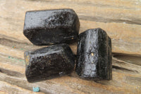 Natural Alluvial Schorl Black Tourmaline Crystals x 18 From Zimbabwe