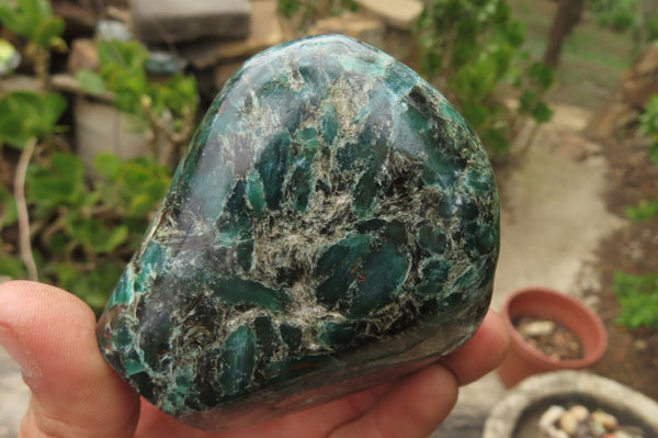 Polished Rare Emerald Mica In Matrix Standing Free Forms x 3 From Mutoko, Zimbabwe