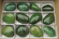 Polished Green Verdite Palm Stones x 12 From Zimbabwe