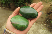 Polished Green Verdite Palm Stones x 12 From Zimbabwe