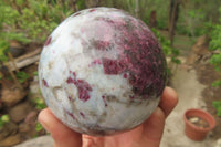 Polished Rubellite Pink Tourmaline Spheres x 2 From Ambatondrazaka, Madagascar