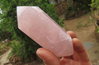 Polished Double Terminated Rose Quartz Points x 6 From Madagascar