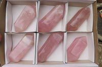 Polished Double Terminated Rose Quartz Points x 6 From Madagascar