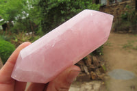 Polished Double Terminated Rose Quartz Points x 6 From Madagascar