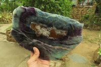 Polished Watermelon Fluorite Slice x 1 From Uis, Namibia