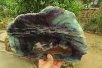 Polished Watermelon Fluorite Slice x 1 From Uis, Namibia