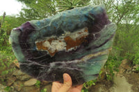 Polished Watermelon Fluorite Slice x 1 From Uis, Namibia