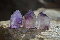 Polished Smokey Amethyst Window Quartz Crystals x 20 From Akansobe, Madagascar