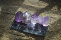 Polished Smokey Amethyst Window Quartz Crystals x 20 From Akansobe, Madagascar