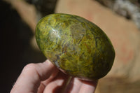 Polished Green Opal Standing Free Forms x 3 From Antsirabe, Madagascar