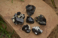 Natural Schorl Black Tourmaline Specimens x 6 From Namibia