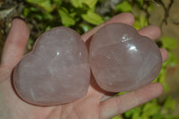 Polished Rose Quartz Gemstone Hearts x 6 From Madagascar