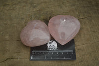 Polished Rose Quartz Gemstone Hearts x 6 From Madagascar