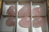 Polished Rose Quartz Gemstone Hearts x 6 From Madagascar